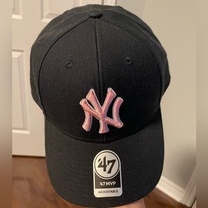 New York Yankees Navy Blue and Pink Cap Hat Baseball MLB